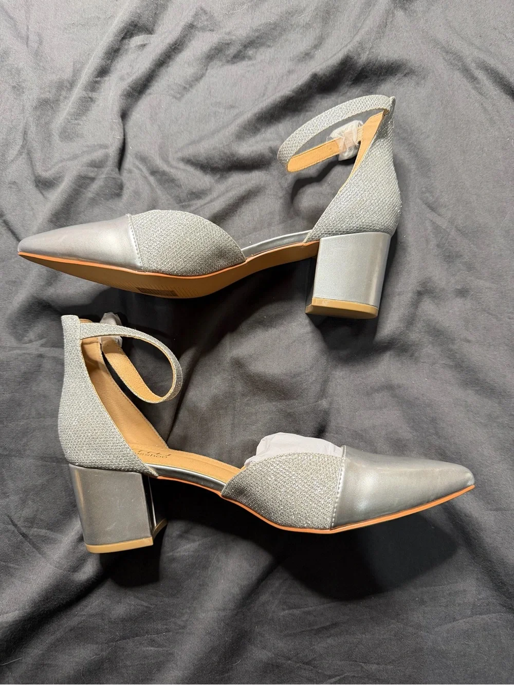 Musse & Cloud Metallic Silver Pointed Ankle-Strap Pumps - Picture 5 of 7